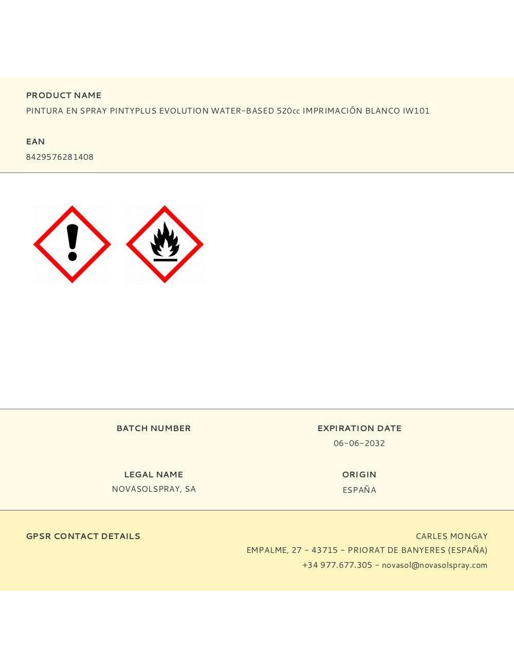 Spray imprimación water-based 520cc iw101 blanco 320 g