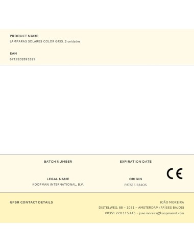 Lamparas solares color gris, 3 unidades