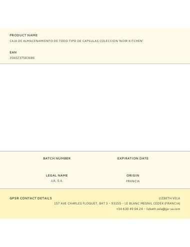 Caja de almacenamiento de todo tipo de cápsulas colección 'noir kitchen'