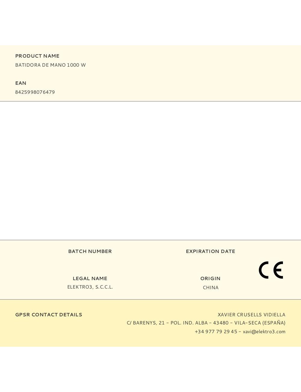 Batidora de mano 1000 w