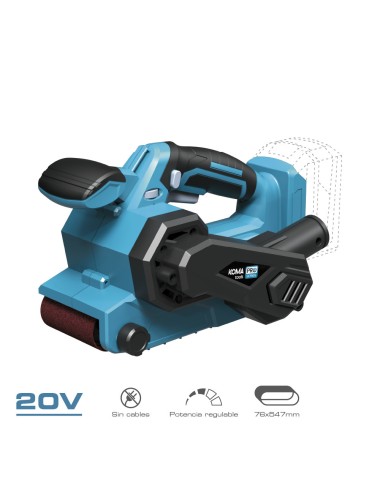 Lijadora de banda 20 v (sin batería ni cargador) 14 x 27,5 x 17 cm