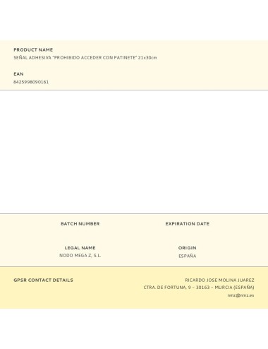 Señal adhesiva "prohibido acceder con patinete" 21x30cm