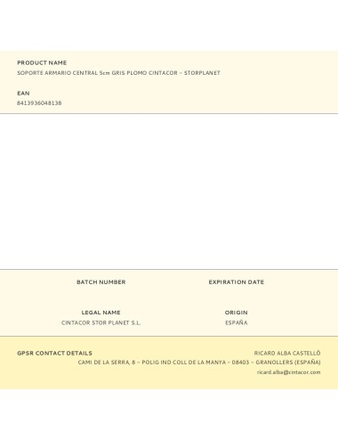 Soporte armario central 5cm gris plomo cintacor - storplanet