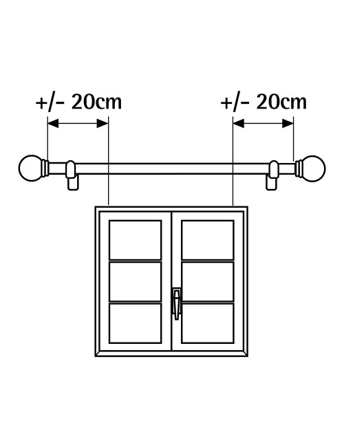 Kit barra cortina blanco cono extensible de 110 a 200 cm