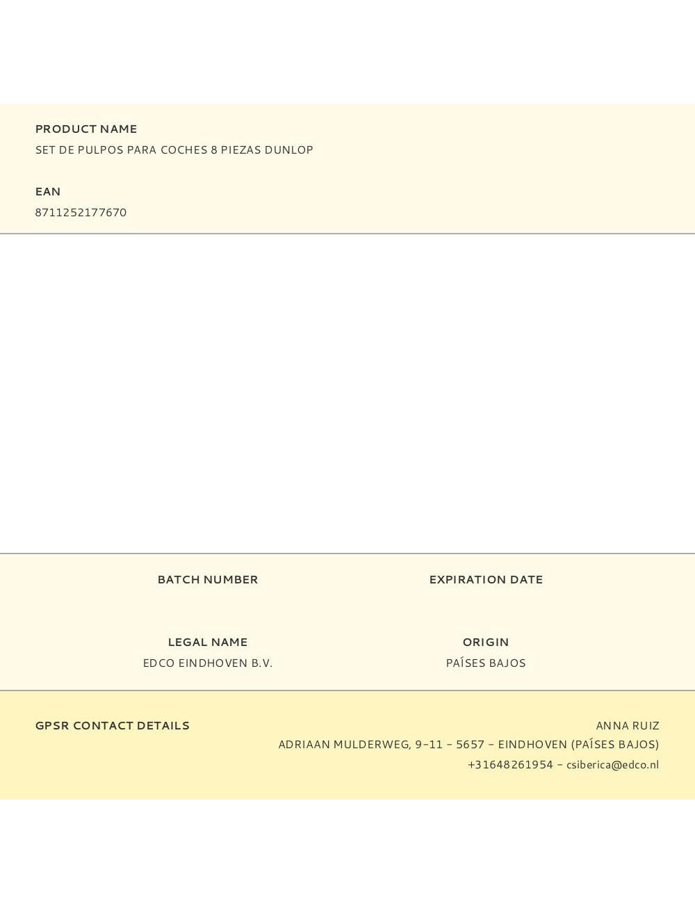 Set de pulpos para coches 8 piezas dunlop