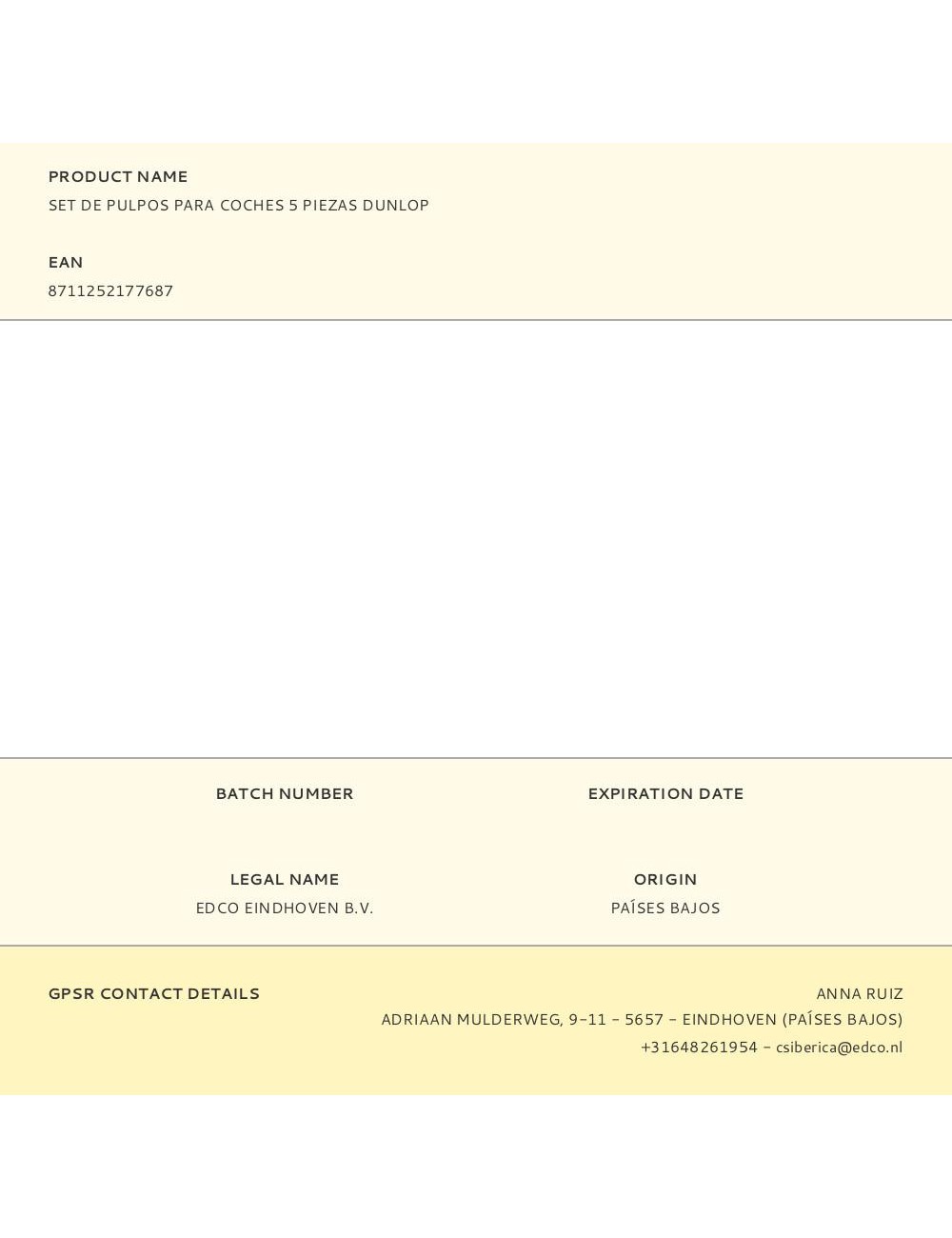 Set de pulpos para coches 5 piezas dunlop