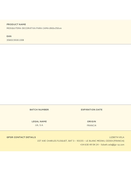 Mosquitera decorativa para cama ø60 x 250 cm