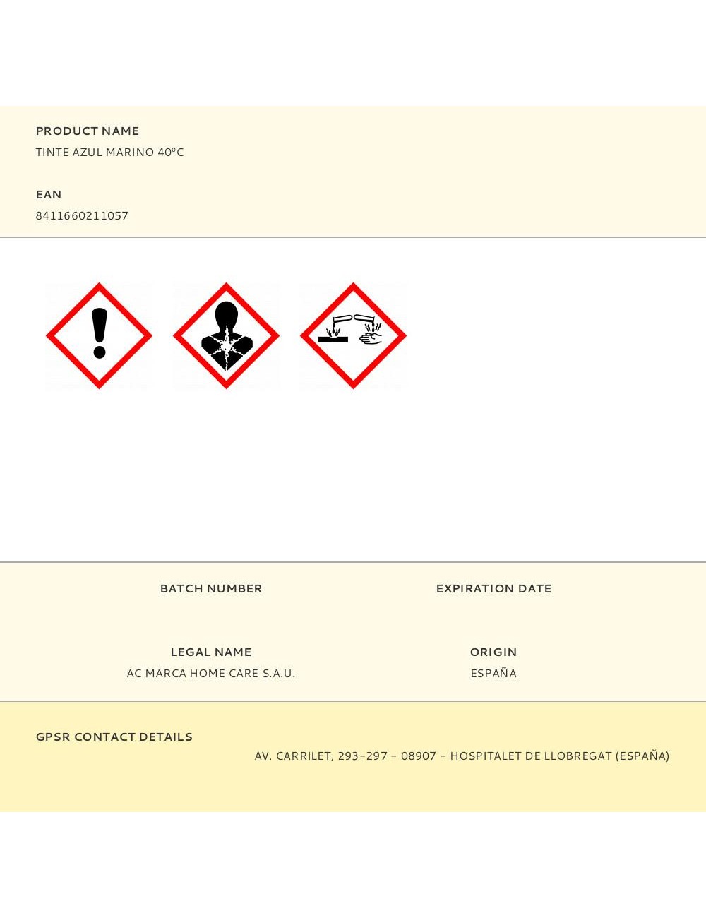 Tinte azul marino 40c