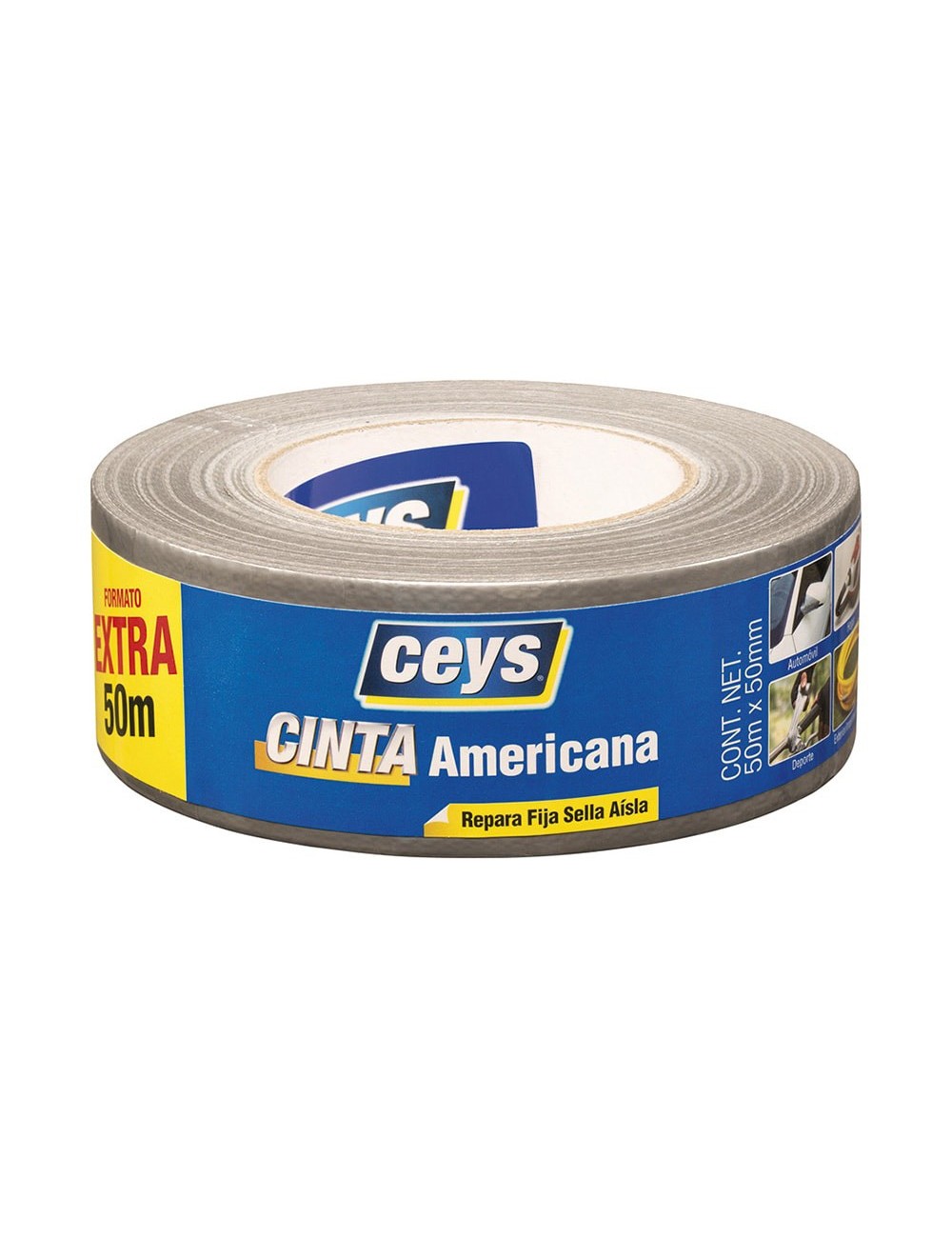 Ceys cinta americana plata rollo 50m x 50mm 507609 Ceys cinta americana plata rollo 50m x 50mm 507609