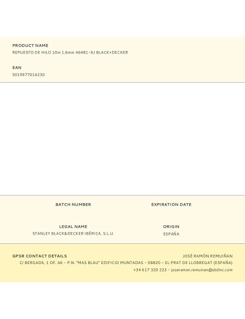 Repuesto de hilo 10m 1,6mm a6481-xj black+decker