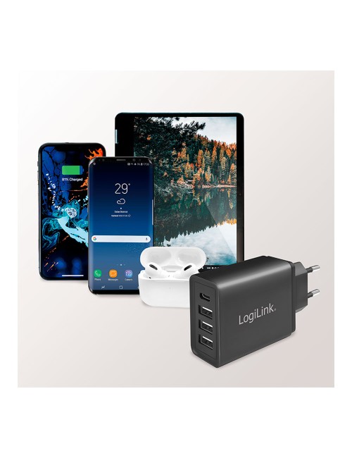 Cargador 27 w con 4 conexiones usb negro