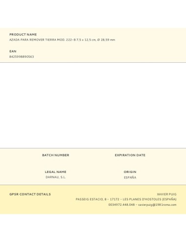 Azada para remover tierra mod. 222-b 7,5 x 12,5 cm, ø 28,59 mm