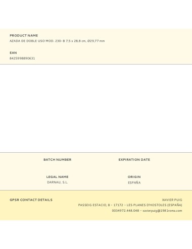 Azada de doble uso mod. 230-b 7,5 x 28,8 cm, ø29,77 mm