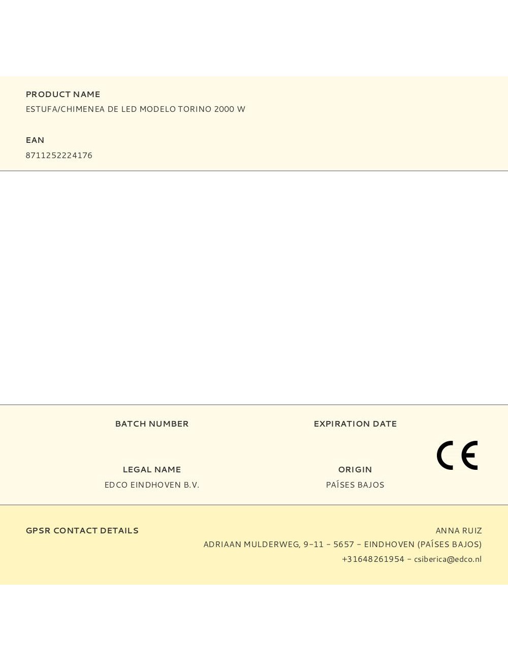 Estufa/chimenea de led modelo torino 2000 w