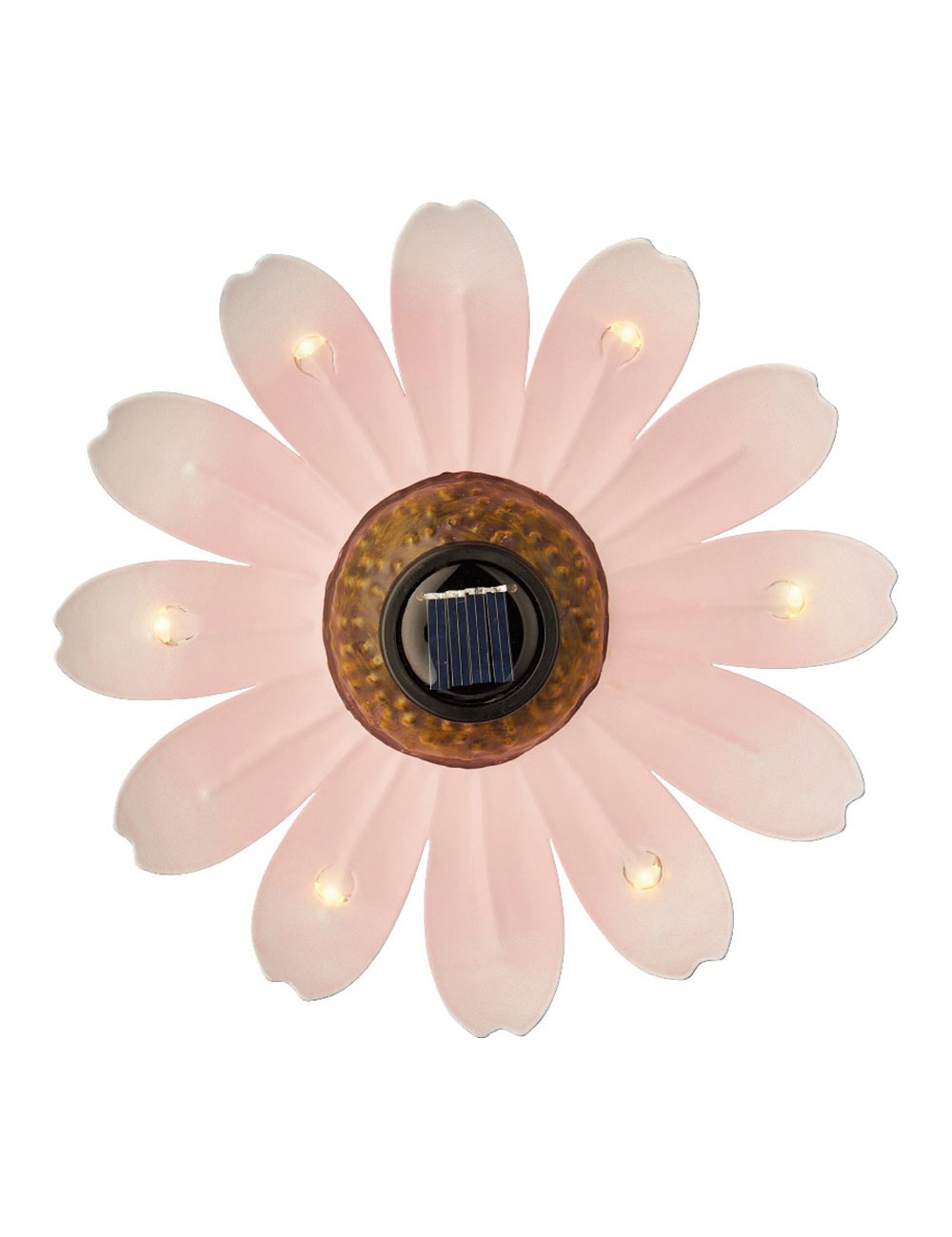 Figura luz solar metalica con forma de flor ø14 x 4 cm colores surtidos