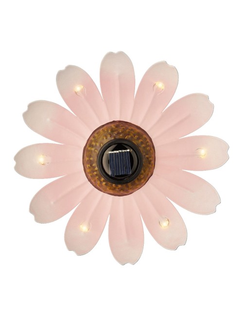 Figura luz solar metalica con forma de flor ø14 x 4 cm colores surtidos