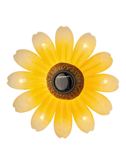 Figura luz solar metalica con forma de flor ø14 x 4 cm colores surtidos