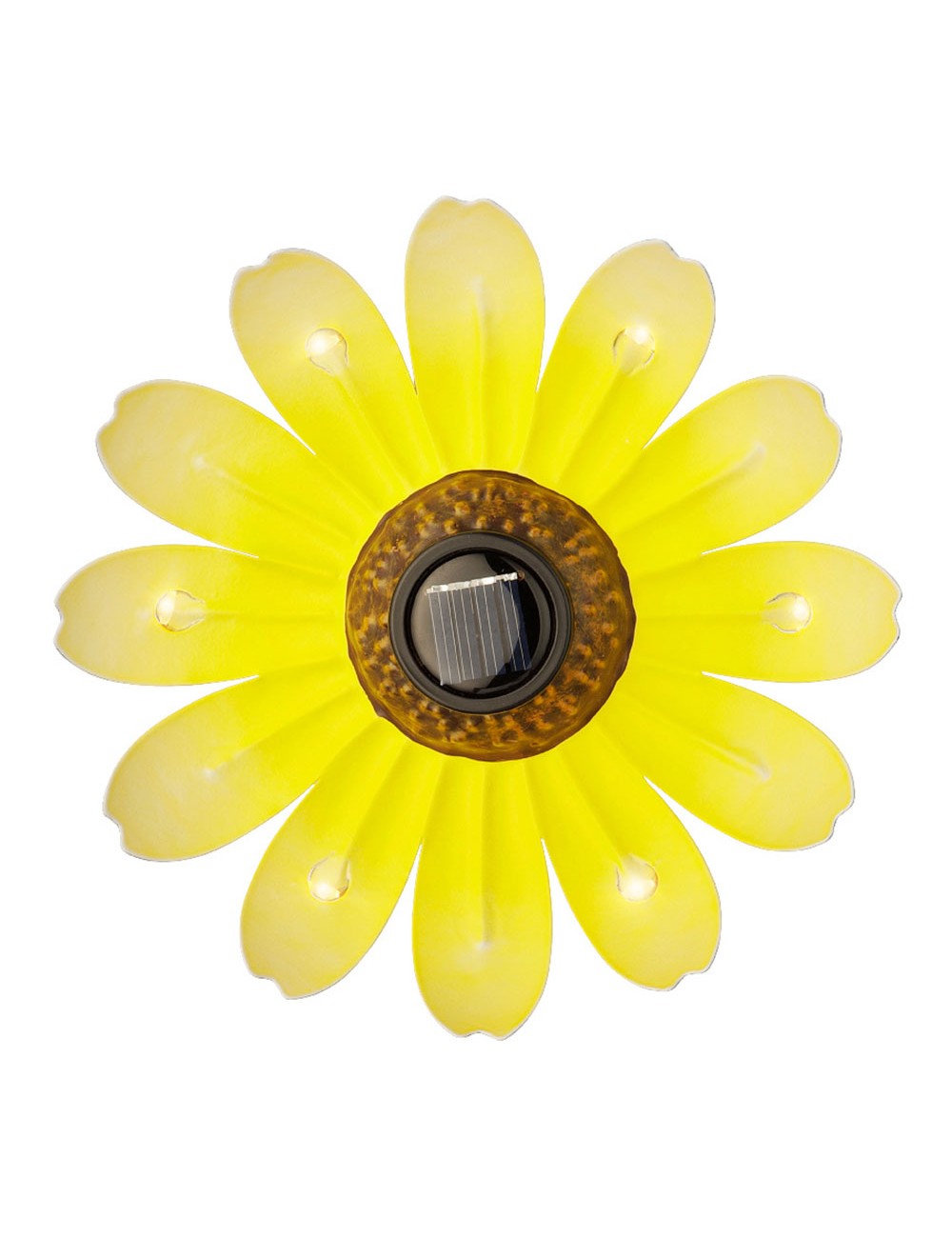 Figura luz solar metalica con forma de flor ø14 x 4 cm colores surtidos