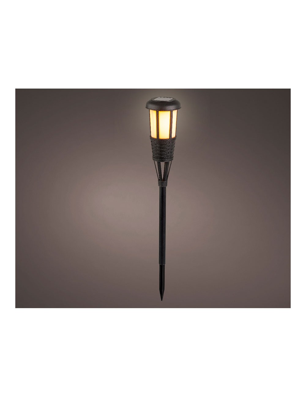 Estaca solar efecto mimbre color negro