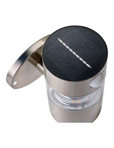 Luz solar de pared inox 15-150lm luz calida ø12x16cm lumineo