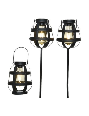 Set 3 luces solares de jardín vintage lumineo