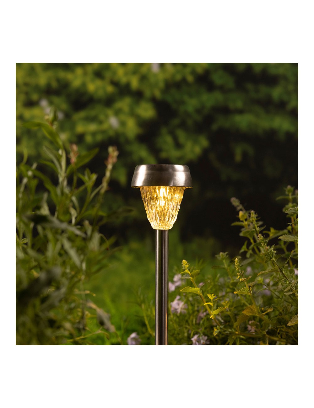 Baliza inox luz calida 24 x 8 cm, 4 unidades