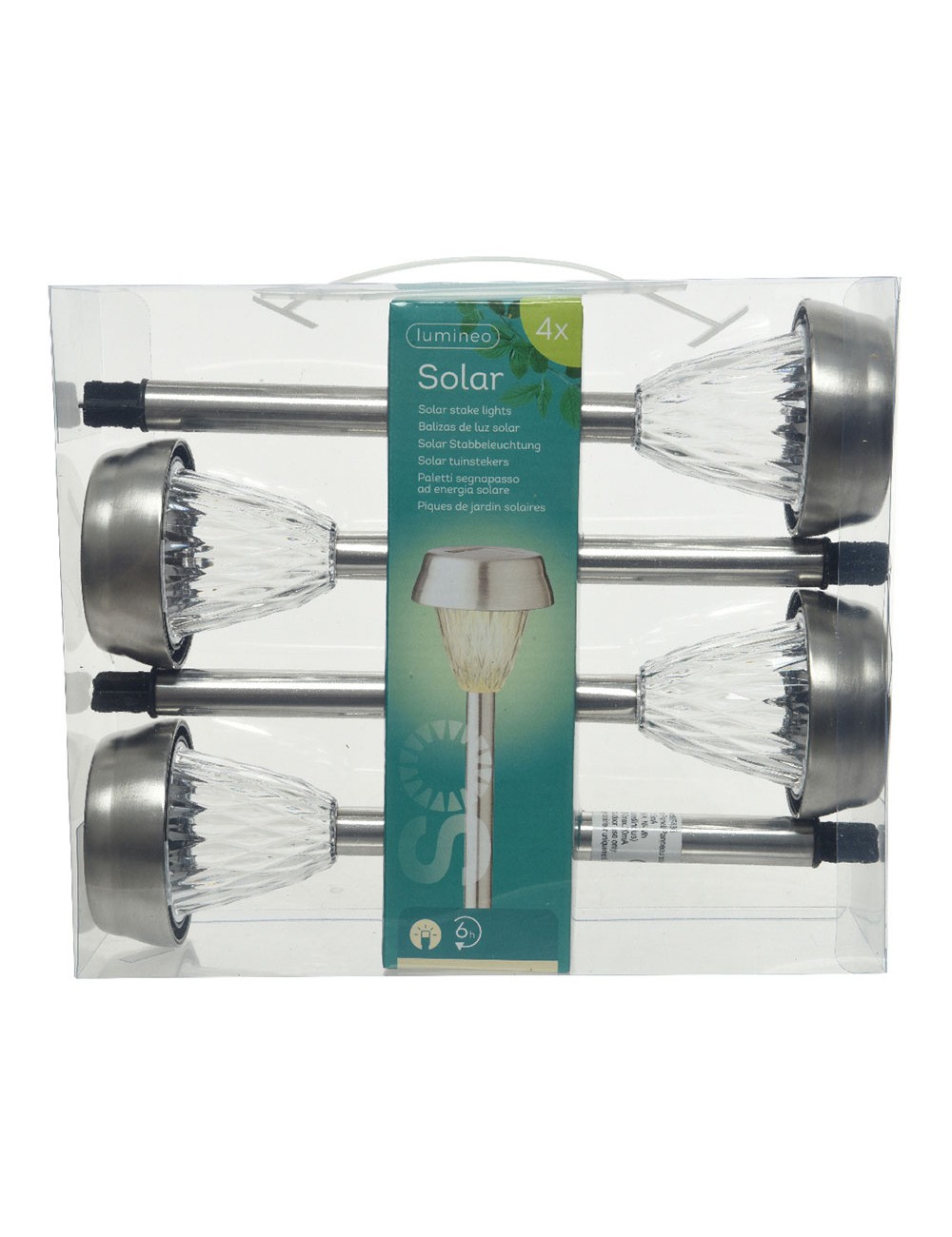 Baliza inox luz calida 24 x 8 cm, 4 unidades