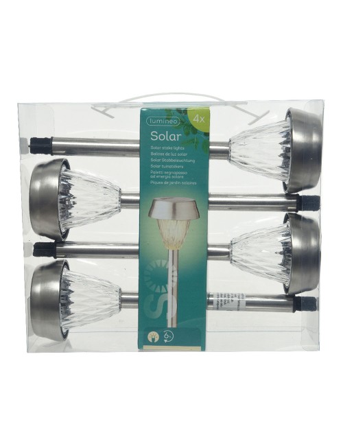 Baliza inox luz calida 24 x 8 cm, 4 unidades