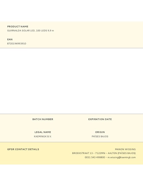 Guirnalda solar led, 100 leds 9,9 m