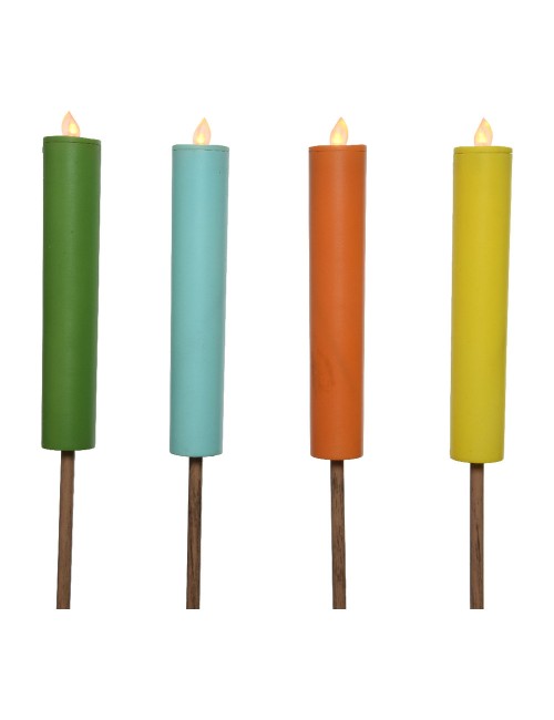 Vela solar efecto llama ø4 x 90 cm colores surtidos