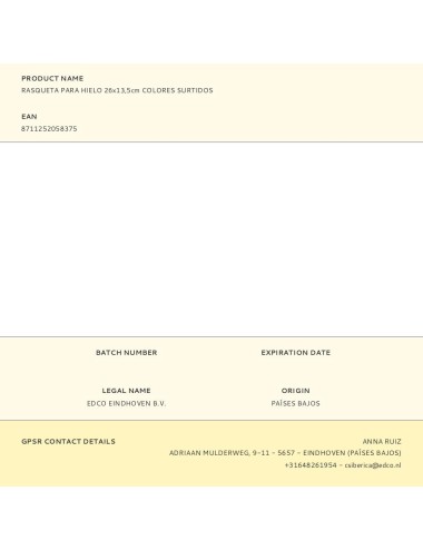 Rasqueta para hielo 26x13,5cm colores surtidos