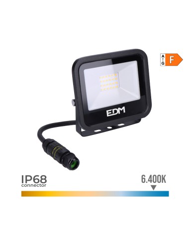 Foco proyector led 20 w 1520 lm 6400 k luz fría, black series 12,4 x 2,8 x 10,6 cm