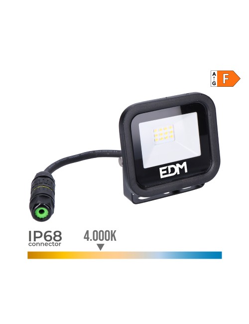 Foco proyector led 10 w 800 lm 4000 k luz día, black series 9,2 x 8,1 x 2,7 cm