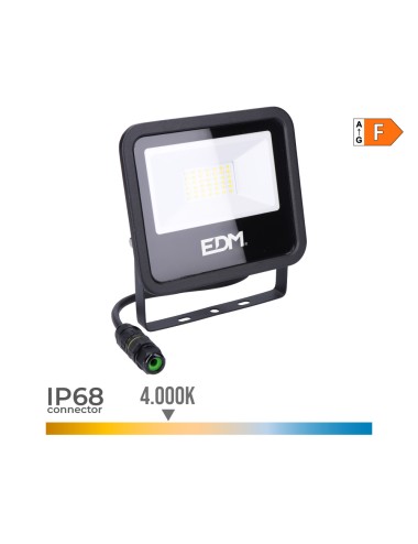 Foco proyector led 30 w 2370 lm 4000 k luz día, black series 15,8 x 13,5 x 2,9 cm