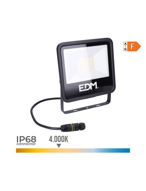 Foco proyector led 50 w 4000 lm 4000 k luz día, black series 19,2 x 2,9 x 17,5 cm