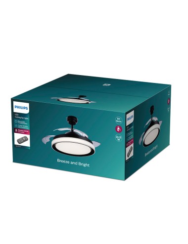 Ventilador de techo de led modelo bliss. color negro. potencia: 28 + 35 w aspas: ø 106 cm con mando a distancia