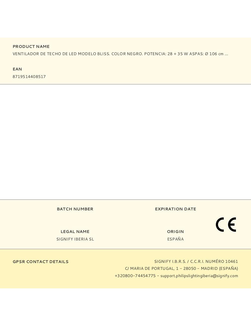 Ventilador de techo de led modelo bliss. color negro. potencia: 28 + 35 w aspas: ø 106 cm con mando a distancia