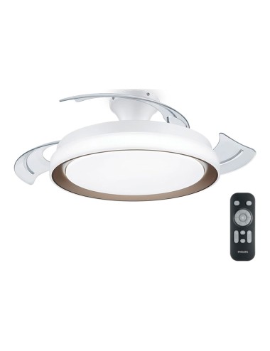 Ventilador de techo de led modelo bliss. color dorado. potencia: 35 + 28 w aspas: ø 106 cm con mando a distancia