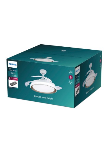 Ventilador de techo de led modelo bliss. color dorado. potencia: 35 + 28 w aspas: ø 106 cm con mando a distancia