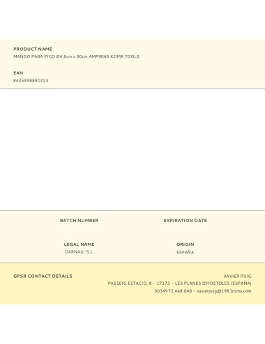 Mango de madera de eucaliptus para pico, amp9046, ø4,6 cm x 90 cm