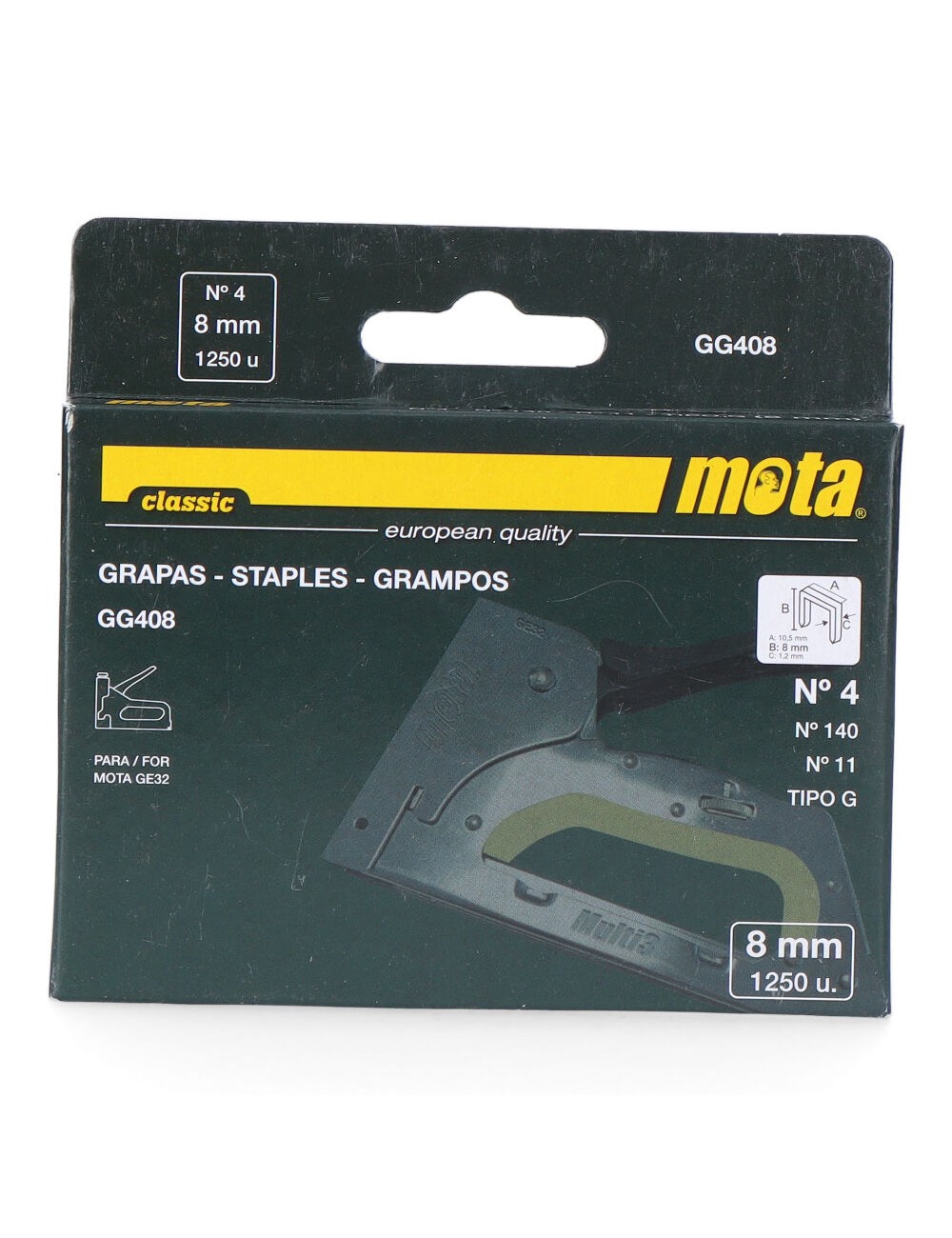 Grapas n 4 de 8mm 1000 unid. espesor 1,2mm gg408 mota