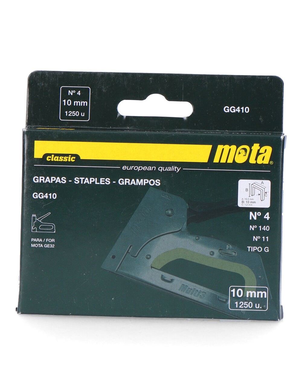 Grapas n 4 de 10mm 1000 unid. espesor 1,2mm gg410 mota