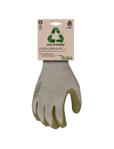 Guante poliéster / algodón con palma látex rugoso, t-10