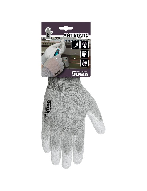 Guante nailon / fibra de carbono con palma poliuretano, antiestático, t-08