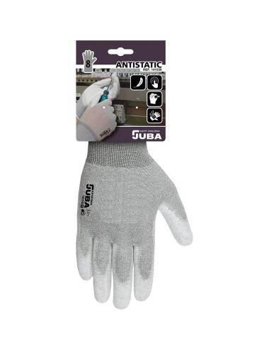 Guante nailon / fibra de carbono con palma poliuretano, antiestático, t-10