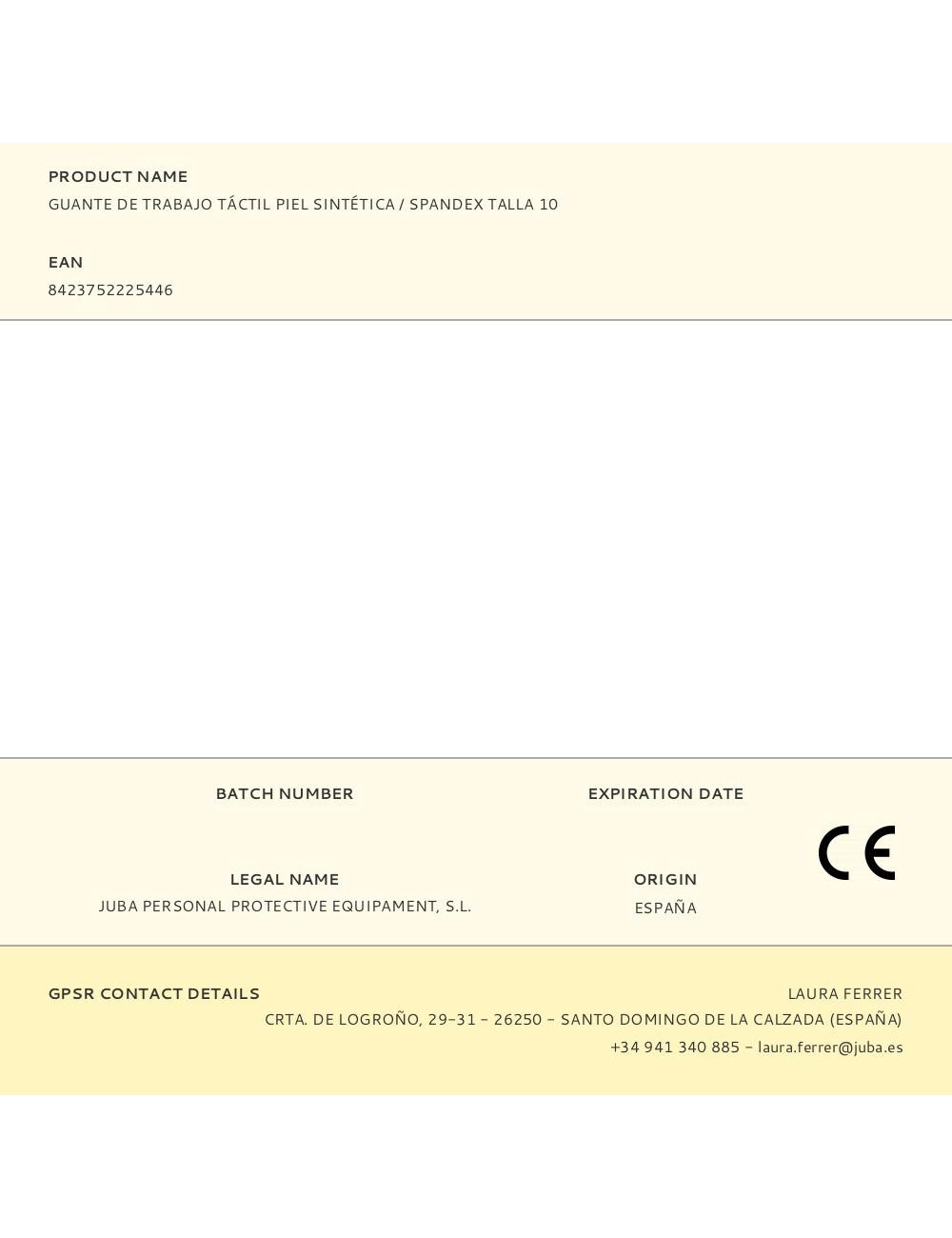 Guante piel sintética / spandex, táctil, t-10