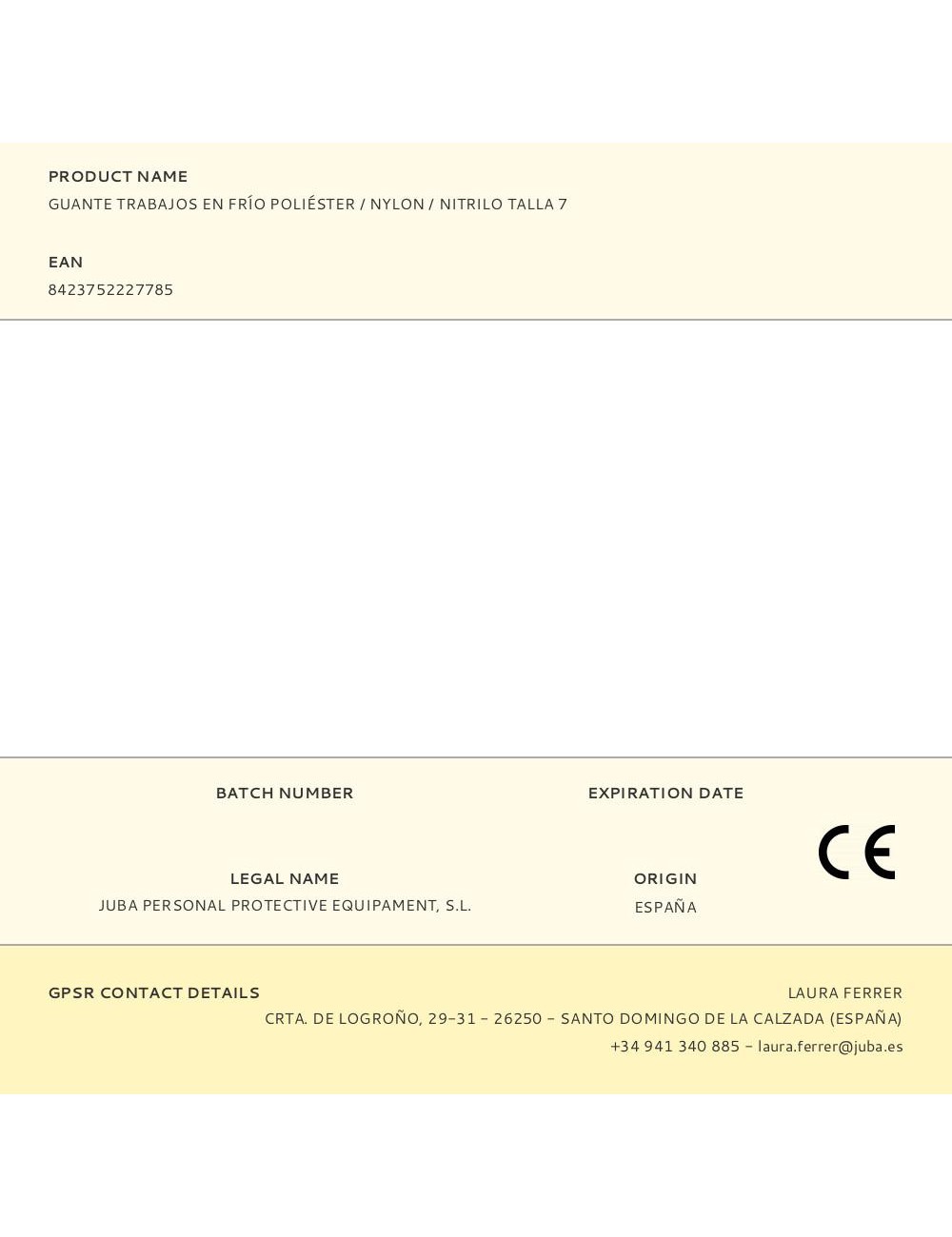 Guante poliéster doble recubrimiento látex, trabajos en frío, t-07