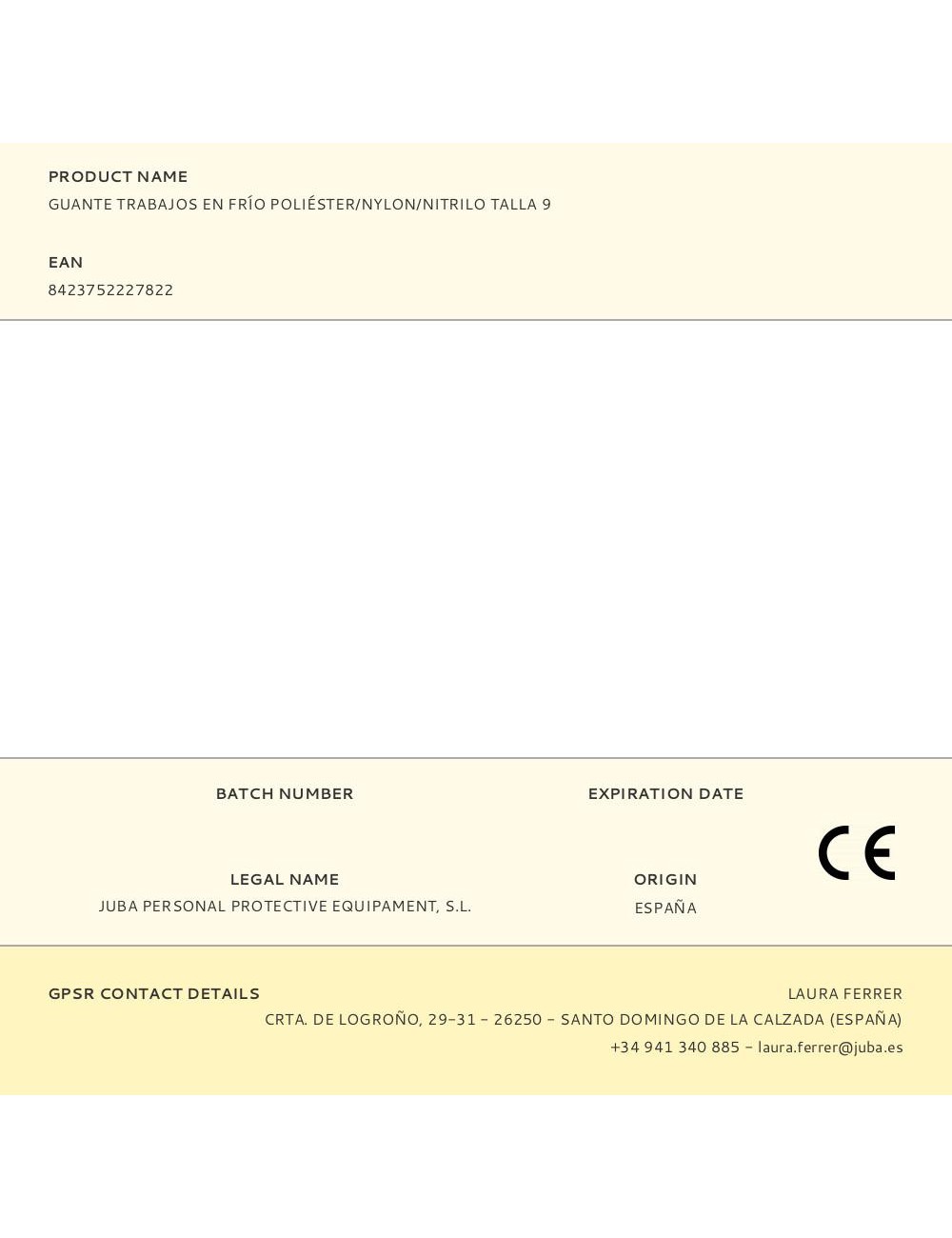 Guante poliéster doble recubrimiento látex, trabajos en frío, t-09