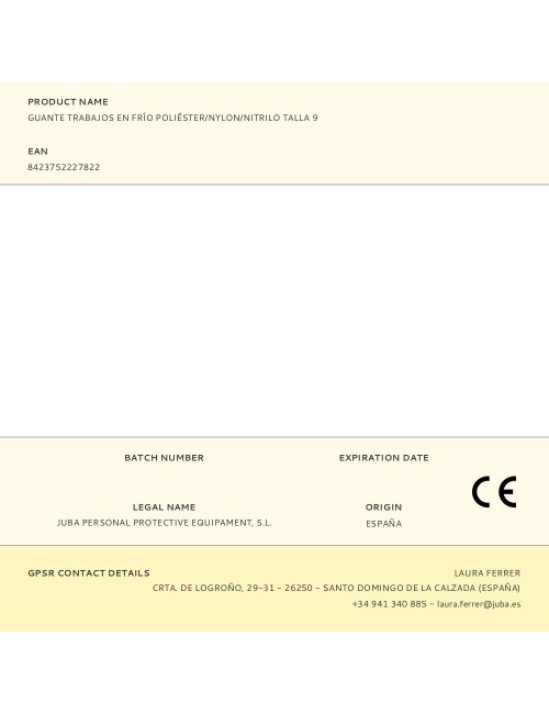 Guante poliéster doble recubrimiento látex, trabajos en frío, t-09