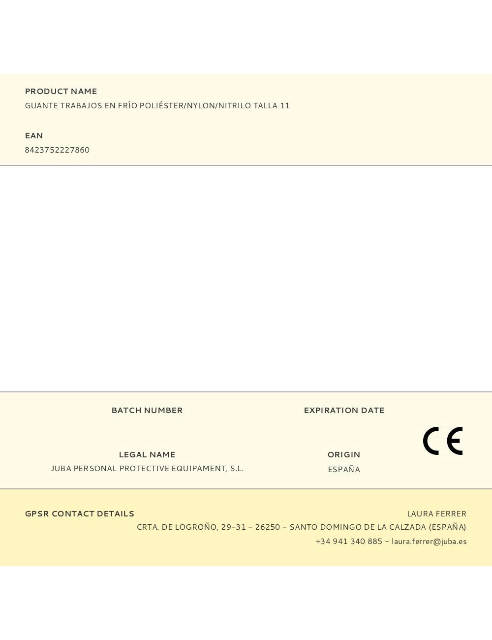 Guante poliéster doble recubrimiento látex, trabajos en frío, t-11